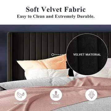 Luxurious Allewie Velvet Queen Bed Frame for Elegant Sleep