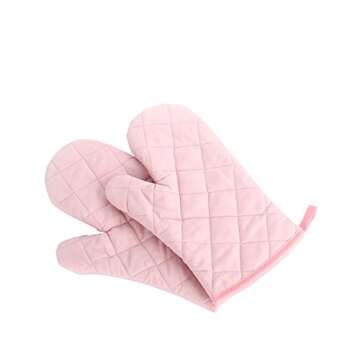 Premium Pink Heat Resistant Oven Mitts for Safe Cooking