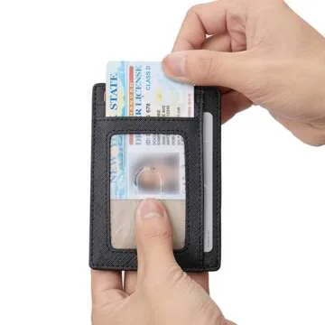 LinsCraft Small RFID Blocking Minimalist Credit Card Holder Pocket Wallets for Men & Women