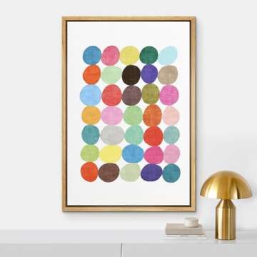 IDEA4WALL Framed Canvas Print Wall Art Rainbow Circle Array Geometric Shapes Illustrations Modern Ar...