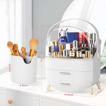 Haturi Makeup Organizer with Brush Holder for Skincare
