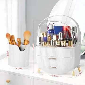 Haturi Makeup Organizer with Brush Holder for Skincare