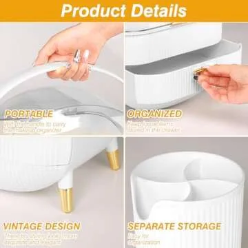 Haturi Makeup Organizer with Brush Holder for Skincare