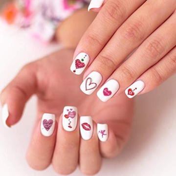 TailaiMei 12 Sheets Valentine's Day Nail Decals Stickers, Self-Adhesive Nail Art Decorations, Design for kiss Love Hug (1080Pcs)