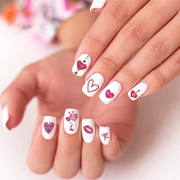 TailaiMei 12 Sheets Valentine's Day Nail Decals Stickers, Self-Adhesive Nail Art Decorations, Design for kiss Love Hug (1080Pcs)
