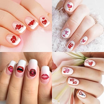 TailaiMei 12 Sheets Valentine's Day Nail Decals Stickers, Self-Adhesive Nail Art Decorations, Design for kiss Love Hug (1080Pcs)