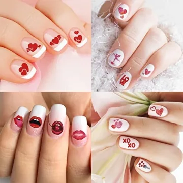 TailaiMei 12 Sheets Valentine's Day Nail Decals Stickers, Self-Adhesive Nail Art Decorations, Design for kiss Love Hug (1080Pcs)