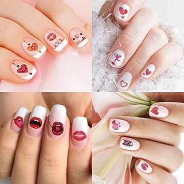 TailaiMei 12 Sheets Valentine's Day Nail Decals Stickers, Self-Adhesive Nail Art Decorations, Design for kiss Love Hug (1080Pcs)