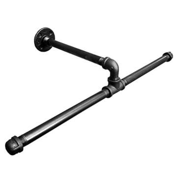 DIY CARTEL Industrial Pipe Wall Mount Clothing & Garment Rack - Hardware ONLY - Perfect for Retail Display, Organizing, Laundry (22.5 - Inch)