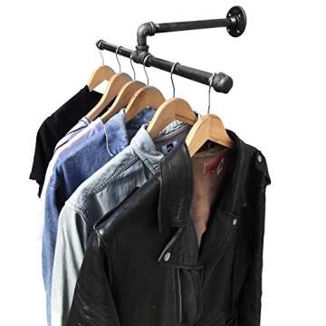 DIY CARTEL Industrial Pipe Wall Mount Clothing & Garment Rack - Hardware ONLY - Perfect for Retail Display, Organizing, Laundry (22.5 - Inch)