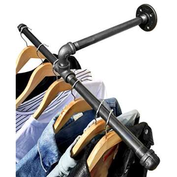 DIY CARTEL Industrial Pipe Wall Mount Clothing & Garment Rack - Hardware ONLY - Perfect for Retail Display, Organizing, Laundry (22.5 - Inch)
