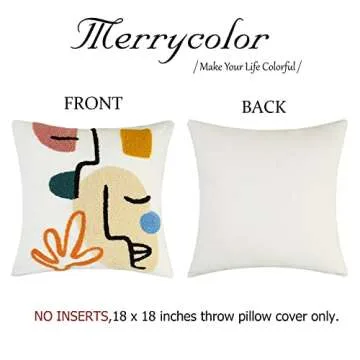 Merrycolor Boho Abstract Pillow Covers Colorful Woman Face Line Cute Pillow Cases Mid Century Aesthetic Modern Boho Pillows Decorative Throw Pillows for Bed Couch Living Room,1PC