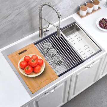 Friho 33"x 22" Inch Drop in Stainless Steel Kitchen Sink,Brushed Nickel Single Bowl Topmount Kitchen...