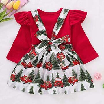 Toddler Baby Girls Ruffle Dress + Suspender Skirt Christmas Set