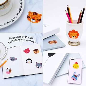 sinceroduct 5D DIY Kids Animal Diamond Stickers Beginner Diamond Kits, Digital Diamond Paint