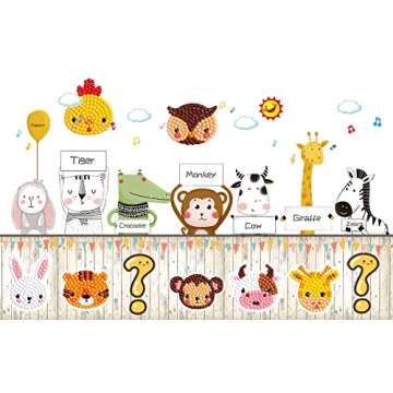 sinceroduct 5D DIY Kids Animal Diamond Stickers Beginner Diamond Kits, Digital Diamond Paint