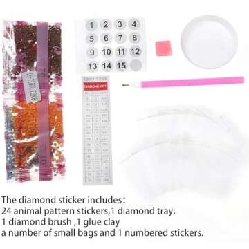 sinceroduct 5D DIY Kids Animal Diamond Stickers Beginner Diamond Kits, Digital Diamond Paint