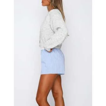 Women Y2k Button Down Crop Sweater Cardigan Long Sleeve Open Front Crewneck Cardigan Cute Knit Pullo...