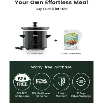 KOOC Small 2-Quart Slow Cooker with Ceramic Pot