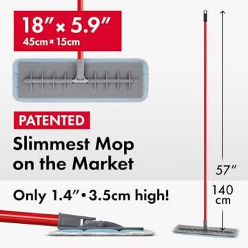 Tyroler Microfiber Patented Floor Mop, 100% Silicone Won't Scratch Furniture. Long Aluminum Anti-Rust Handle, Fit to Hardwood, Walls, Laminate, Parquet & Tile - 2 Free Microfiber Pads