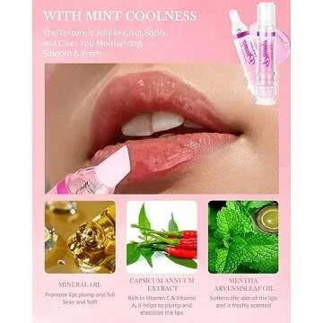 Lip Plumping Booster Lip Gloss,Plump and Pout Lip Plumper Hydrating & Volumizes Lip Gloss,Enhancing Plump Effect for Fuller Lips,High Shine Lip Glaze,Valentine's Day Makeup Gift for Women Girl-01+02