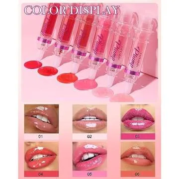 Lip Plumping Booster Lip Gloss,Plump and Pout Lip Plumper Hydrating & Volumizes Lip Gloss,Enhancing Plump Effect for Fuller Lips,High Shine Lip Glaze,Valentine's Day Makeup Gift for Women Girl-01+02