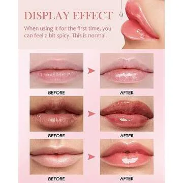 Lip Plumping Booster Lip Gloss,Plump and Pout Lip Plumper Hydrating & Volumizes Lip Gloss,Enhancing Plump Effect for Fuller Lips,High Shine Lip Glaze,Valentine's Day Makeup Gift for Women Girl-01+02