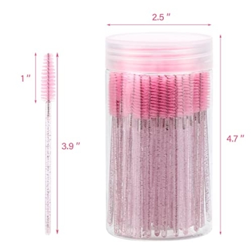 Disposable Mascara Wands Crystal Eyebrow Spoolies Pink