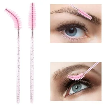 Disposable Mascara Wands Crystal Eyebrow Spoolies Pink