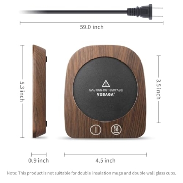 VOBAGA Coffee Warmer with 3 Temperature Settings for Desk