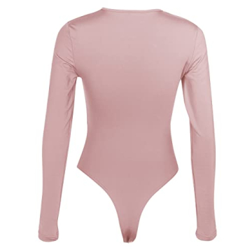 PRIMODA Women's Cutout Long Sleeve Bodysuit Pink L