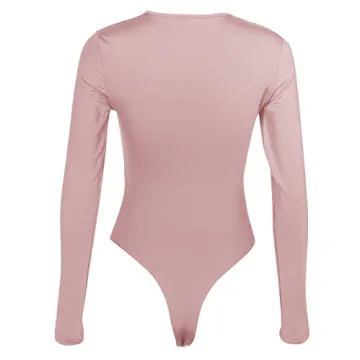 PRIMODA Women's Cutout Long Sleeve Bodysuit Pink L