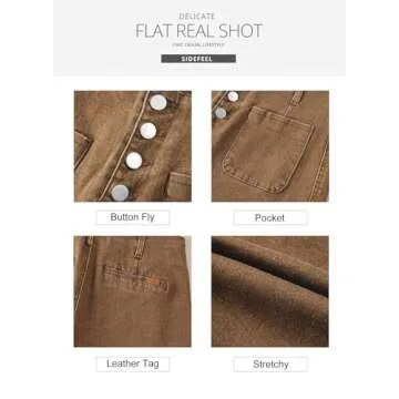 Sidefeel Women's Denim Shorts High Waisted Button Fly Stretchy Summer Jean Shorts with Pockets Brown Size 6