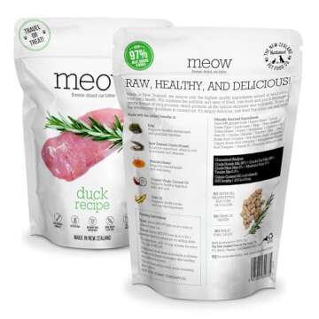 The New Zealand Natural Pet Food Co. Meow Freeze Dried Cat Food - Duck Recipe, High Protein Cat Trea...