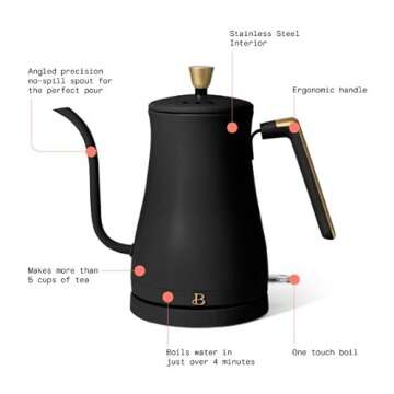 Generic Beautiful 1-Liter Electric Gooseneck Kettle 1200 W, Black Sesame by Drew Barrymore, (Black Sesame), 19279