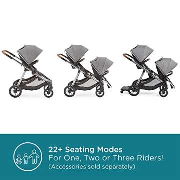 Contours Legacy Convertible Modular Baby & Toddler Stroller, Single to Double Design, Reversible Sea...