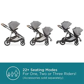 Contours Legacy Convertible Modular Baby & Toddler Stroller, Single to Double Design, Reversible Sea...