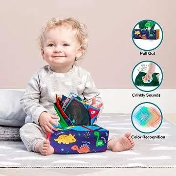 5 in 1 Baby Toys 6 to 12 to 18 Months, Montessori Toys for 1 Year Old, Montessori Toys for Babies 6-12 Months, Sensory Toys for Babies, Baby Tissue Box, Stacking Cups, Shape Sorter Cube Sensory Toys