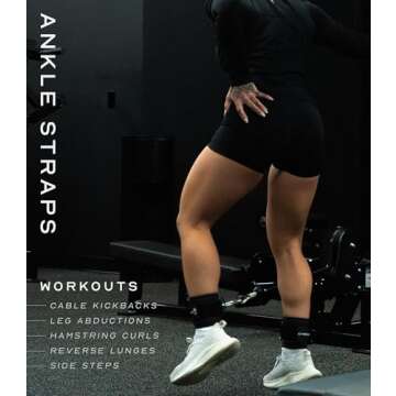 Gymreapers Ankle Straps (Pair) For Cable Machine Kickbacks, Glute Workouts, Lower Body Exercises - Adjustable Leg Straps with Neoprene Padding