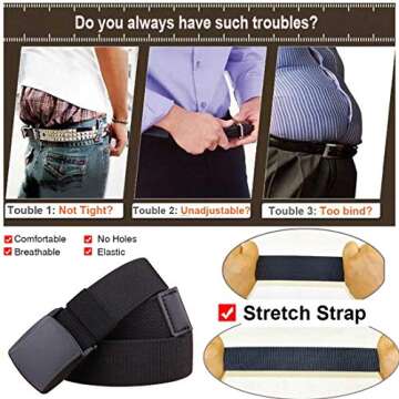 HOANAN Elastic Stretch Belts - Adjustable Nylon Tactical Belt