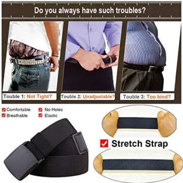 HOANAN Elastic Stretch Belts - Adjustable Nylon Tactical Belt