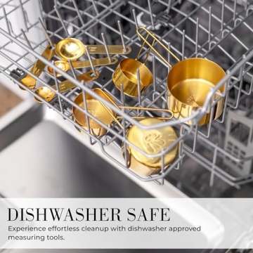 Gold Measuring Cups & Spoons Set - Stylish 8PC Kitchen Utensils