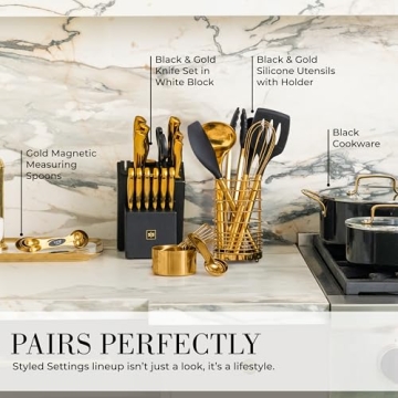 Gold Measuring Cups & Spoons Set - Stylish 8PC Kitchen Utensils