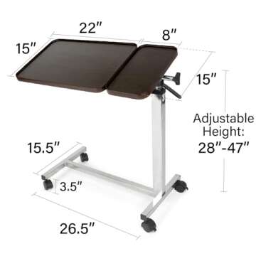 Vaunn Tilt Top Overbed Table, 1 Count (Pack of 1), Brown Matte