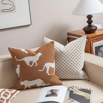 Croker Horse 18x18'' Inches Throw Pillow Cushion Cover - Leopard Cheetah Pattern Chenille Jacquard Embroidery Luxury Modern Fashion Style Couch Sofa Pillow Cover for Living Room Bedroom