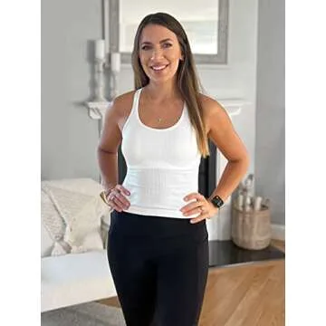 ATTRACO Womens Workout Cropped Tops Padded Bra Athletic Tank Top Fitness Running White XL