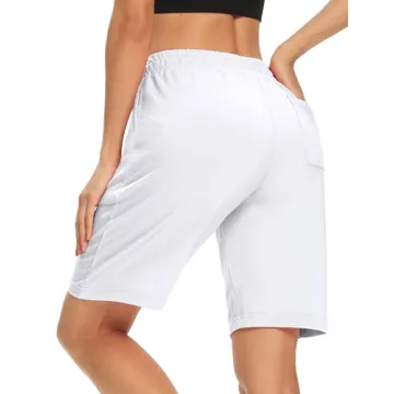 DIBAOLONG Women's Knee Length Yoga Shorts with Pockets