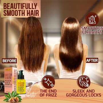 Moroccan Argan Oil Hair Serum - Rescue Frizzy and Damaged Locks - With Heat Protectant and Straighte...