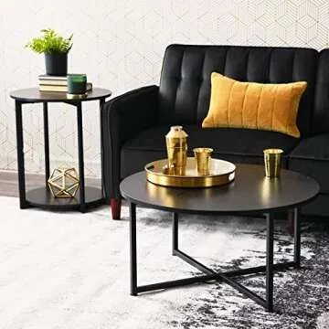 Stylish Household Essentials Black Oak Round End Table