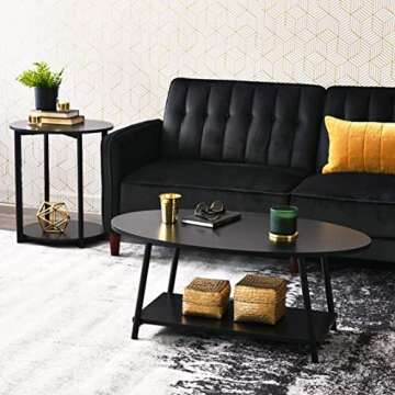 Stylish Household Essentials Black Oak Round End Table